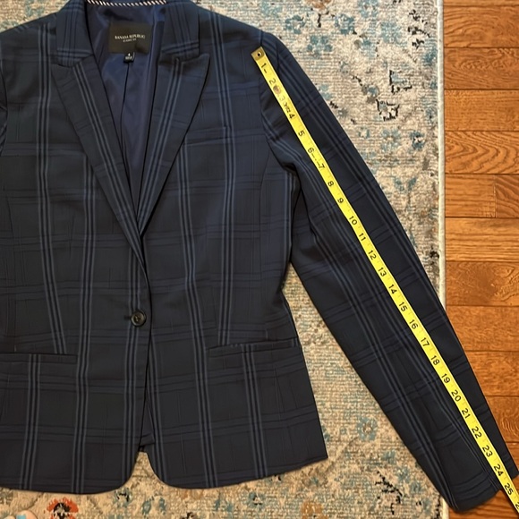 Banana Republic Washable Wool Blazer Navy Plaid Size 4 - Picture 10 of 16